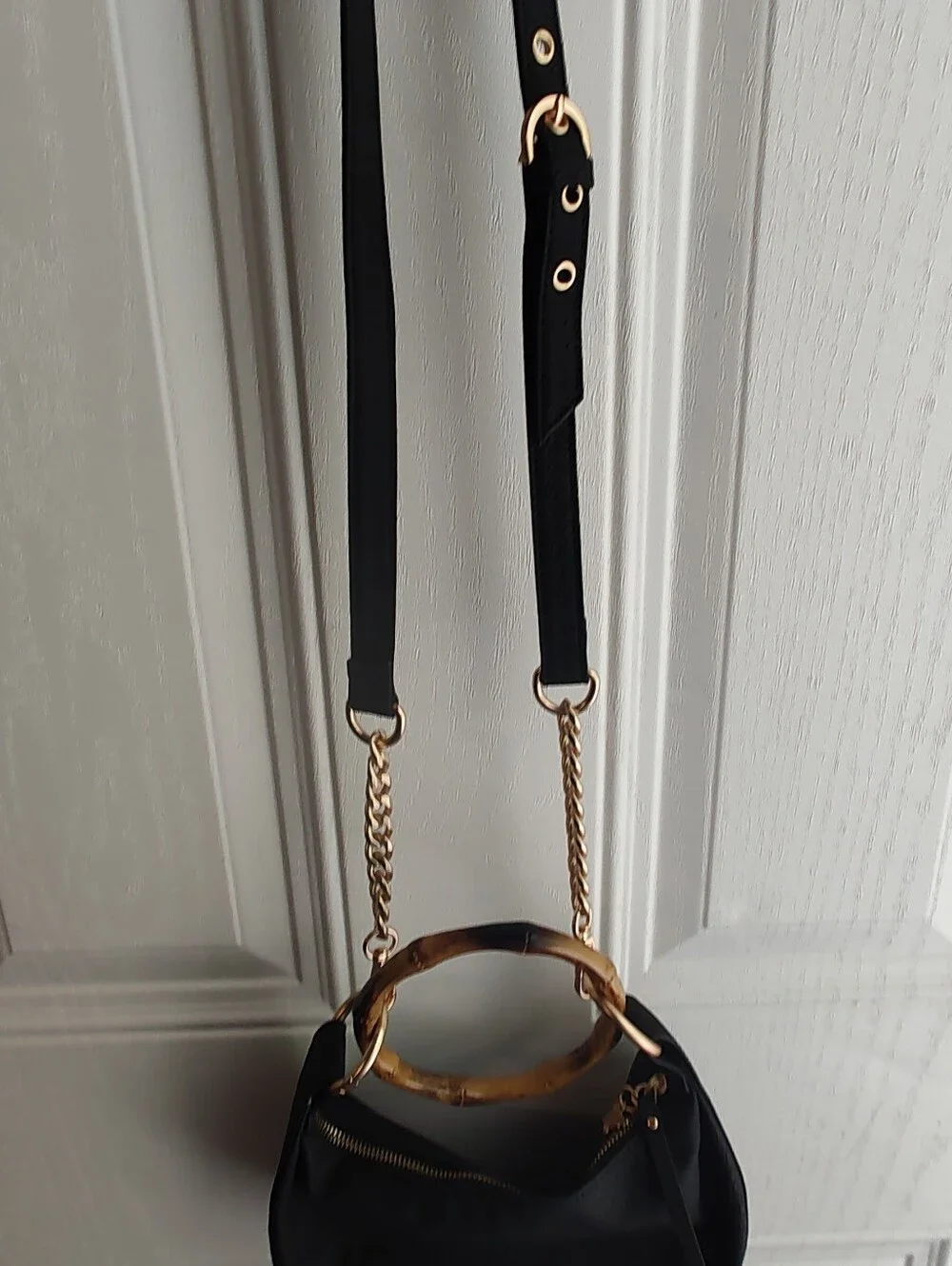 Jessica Simpson Black Textured Hobo Bag Or Shoulder Bag with Gold Accents EUC..
